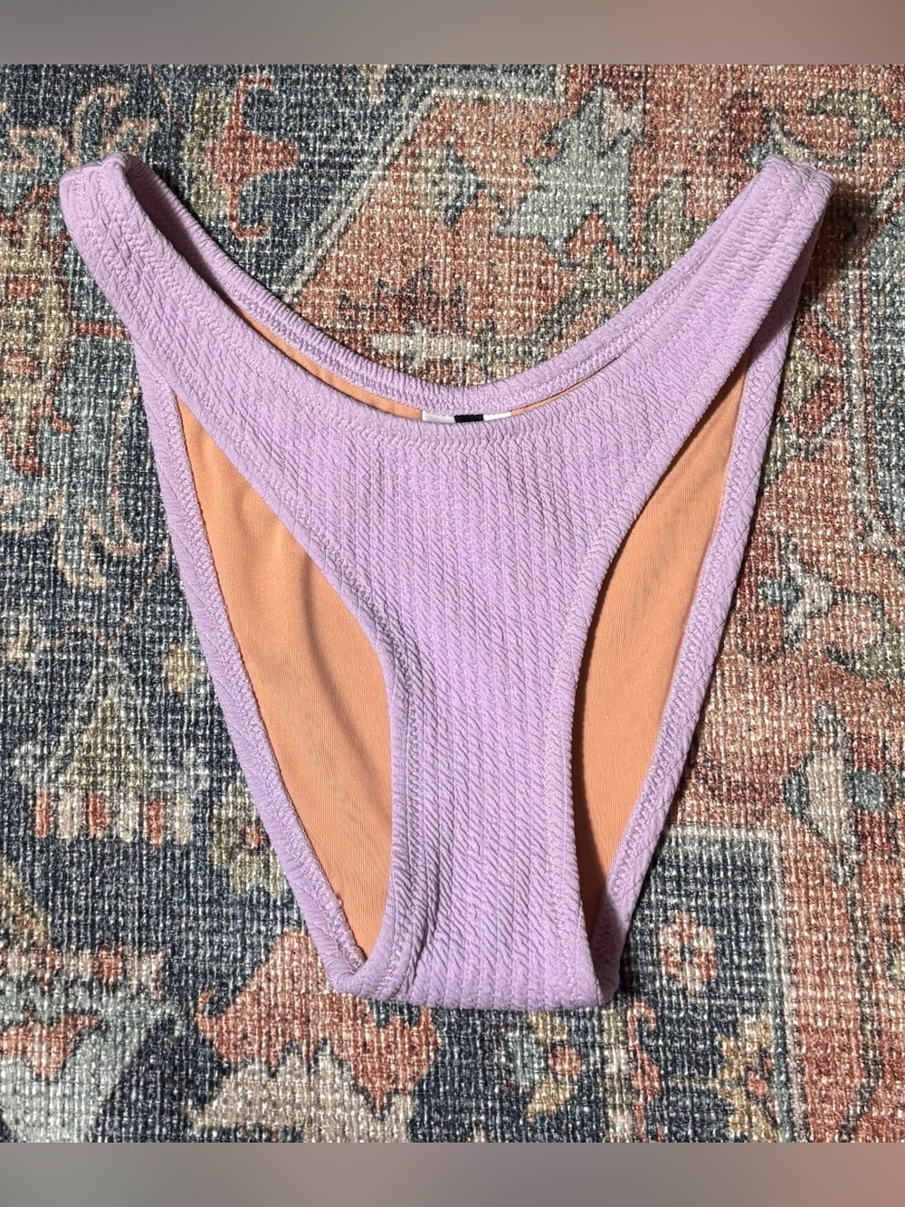 J.Crew Textured Curved-Waist Cheeky Bikini Bottom Lavender Purple Size XXS NWT